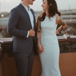 Lulus “Mine” white mermaid open back dress